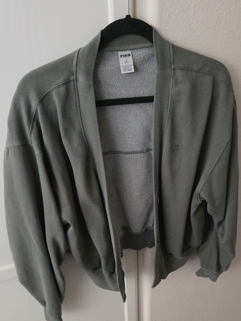 PINK Victoria's Secret Campus Fleece Cropped Cardigan - Wild Thyme